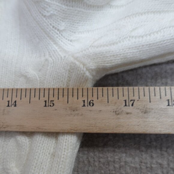 J.Crew Womens Sweater Small Ivory Solid Turtleneck Cable Knit Merino Wool Blend - Picture 6 of 9